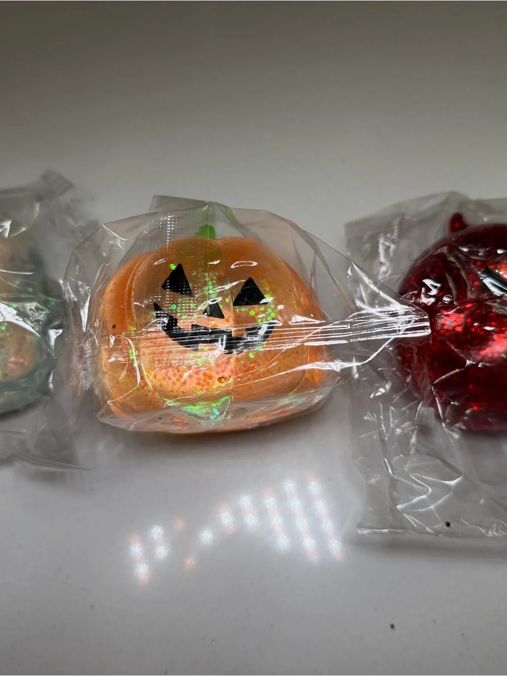 Halloween Squishy Toys 3 Pack Pumpkin Ghost Devil New in Package